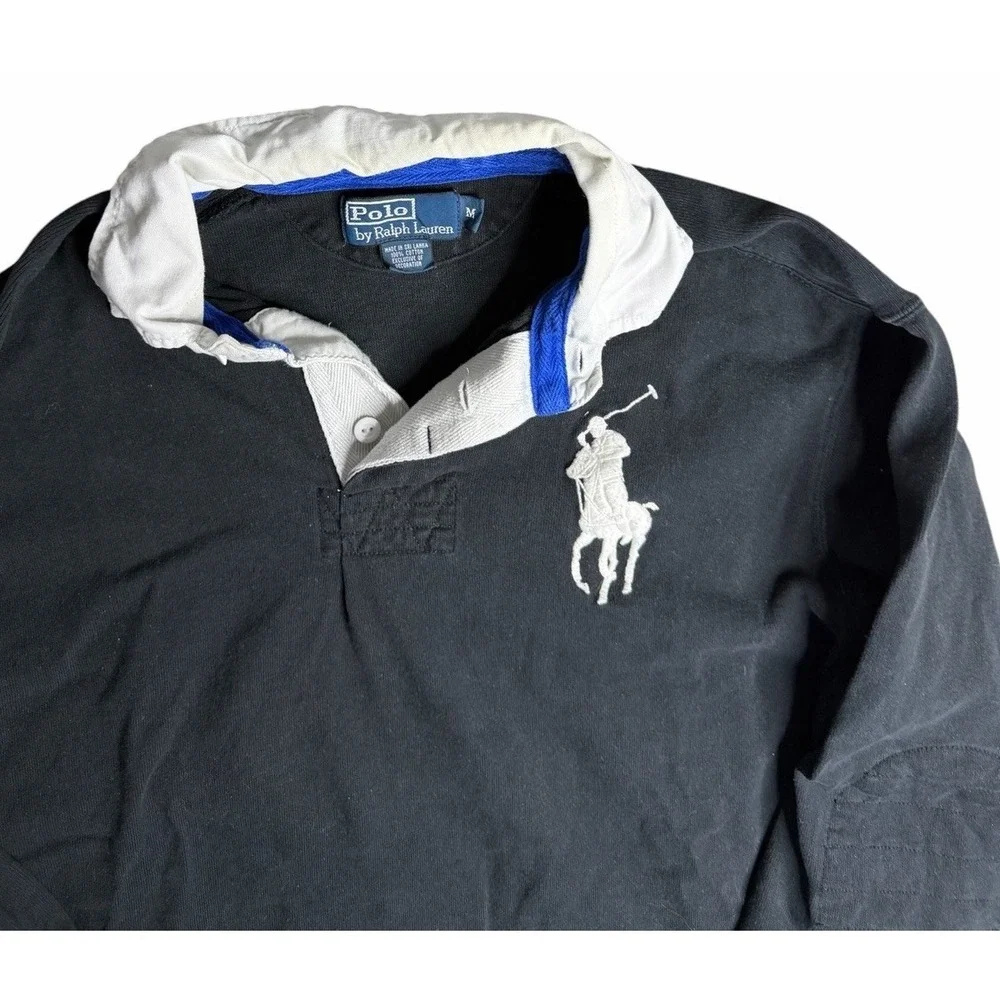Polo Ralph Lauren Big Pony Rugby Shirt Black Long Sleeve Mens M Number 2